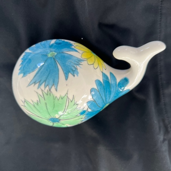 Vintage Flower Power Whale Ashtray by Fitz & Floyd Approx. 5" Long Blue Green - Picture 4 of 5